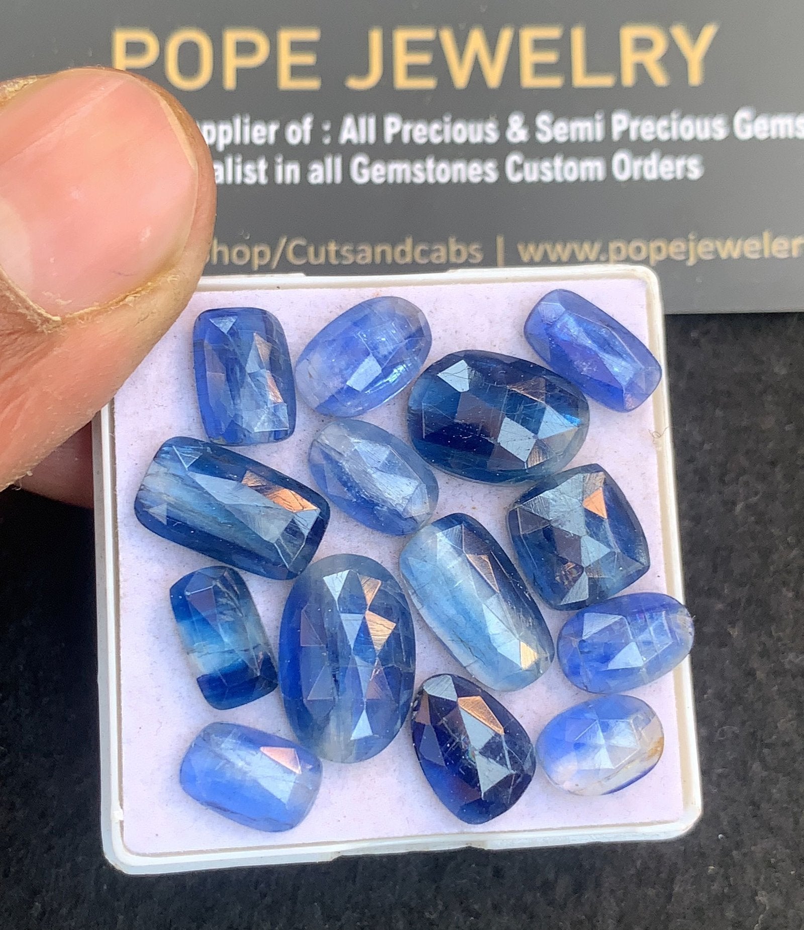 Natural Blue Kyanite Gemstone Rose Cut Mix Shape Cabochon High Quality Loose Gemstones For Jewelry Making 9-14 MM Size 14 Pcs V4807
