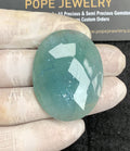 Natural Aquamarine Gemstone Rose Cut Oval Shape Cabochon High Quality Loose Gemstones For Jewelry Making 43x33x6 MM Size 1 Pcs V4442