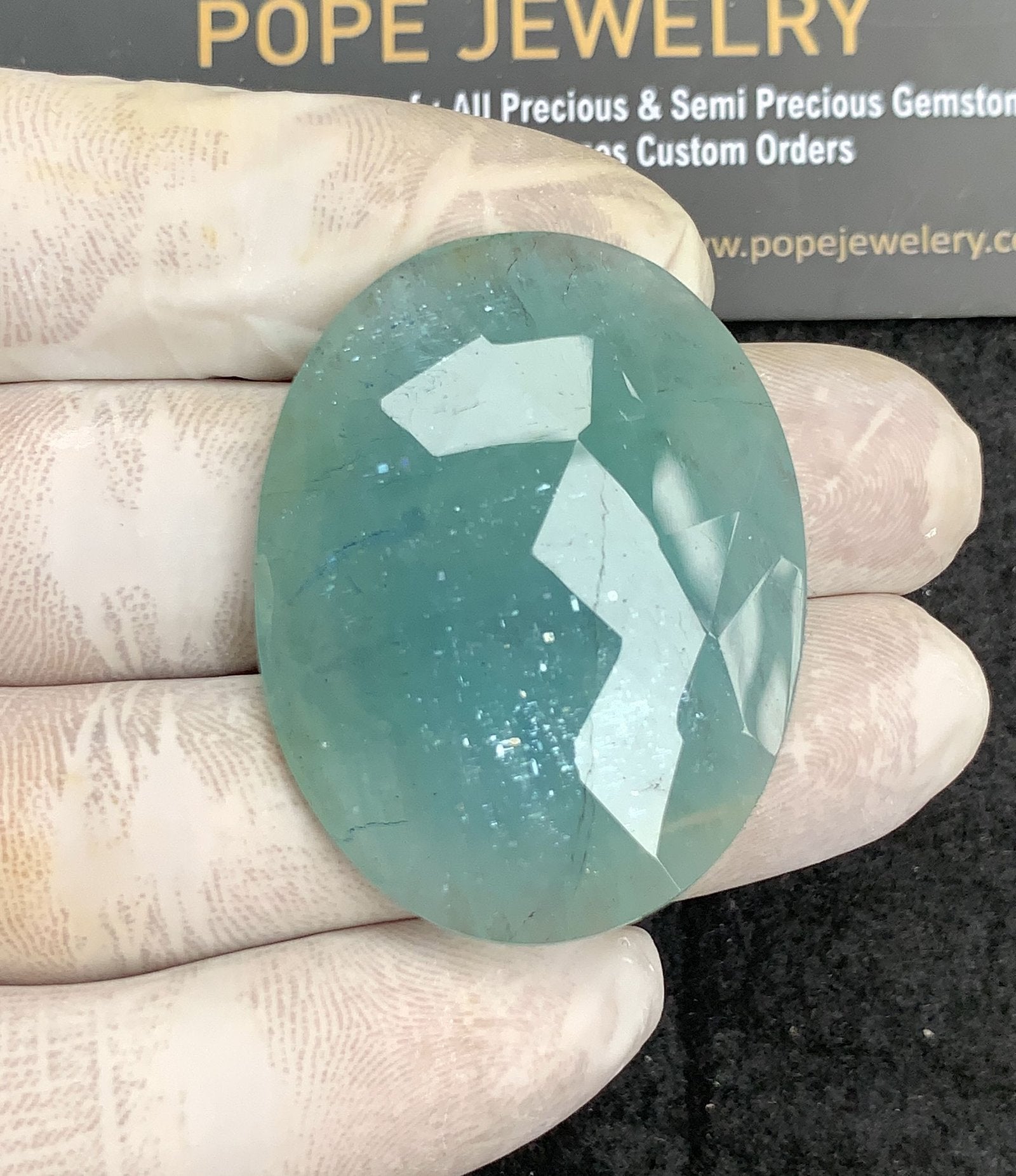 Natural Aquamarine Gemstone Rose Cut Oval Shape Cabochon High Quality Loose Gemstones For Jewelry Making 43x33x6 MM Size 1 Pcs V4442
