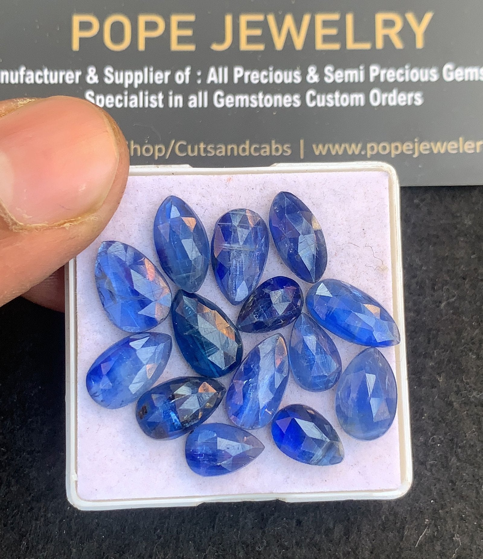 Natural Blue Kyanite Gemstone Rose Cut Mix Shape Cabochon High Quality Loose Gemstones For Jewelry Making 9-12 MM Size 14 Pcs V4808