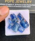 Natural Blue Kyanite Gemstone Rose Cut Mix Shape Cabochon High Quality Loose Gemstones For Jewelry Making 10-15 MM Size 8 Pcs V4809