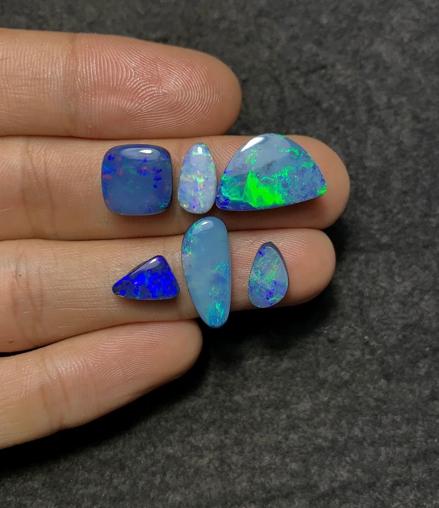Natural Australian Opal Gemstone Smooth Mix Shape Cabochon High Quality Loose Gemstones For Jewelry Making 10-18 MM Size 6 Pcs SM20877