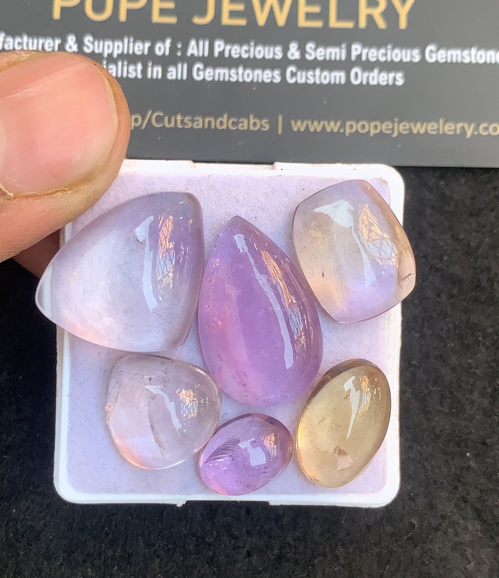 Natural Ametrine Gemstone Smooth Mix Shape Cabochon High Quality Loose Gemstones For Jewelry Making 11-22 MM Size 6 Pcs V4813
