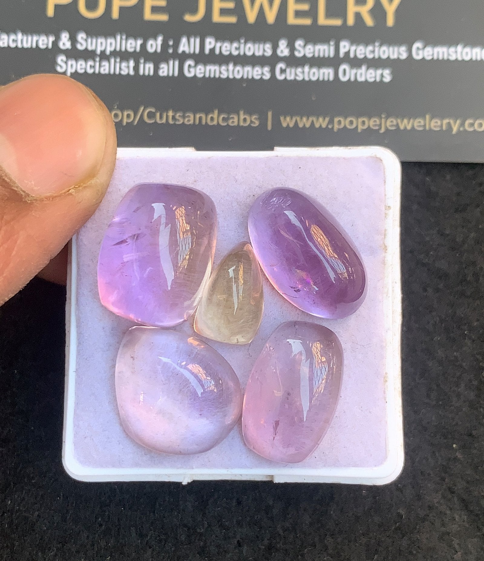 Natural Ametrine Gemstone Smooth Mix Shape Cabochon High Quality Loose Gemstones For Jewelry Making 13-18 MM Size 5 Pcs V4814