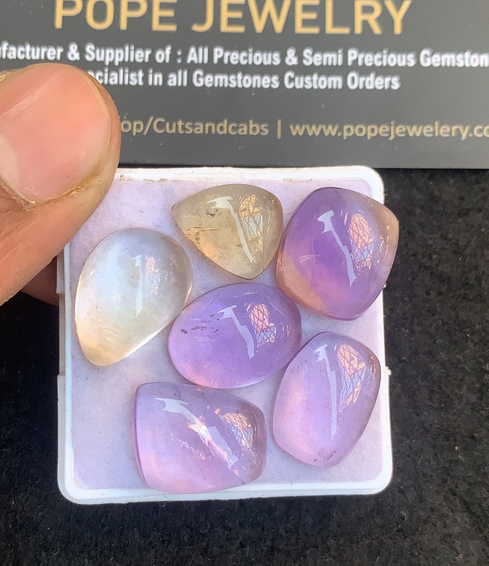 Natural Ametrine Gemstone Smooth Mix Shape Cabochon High Quality Loose Gemstones For Jewelry Making 14-18 MM Size 6 Pcs V4815