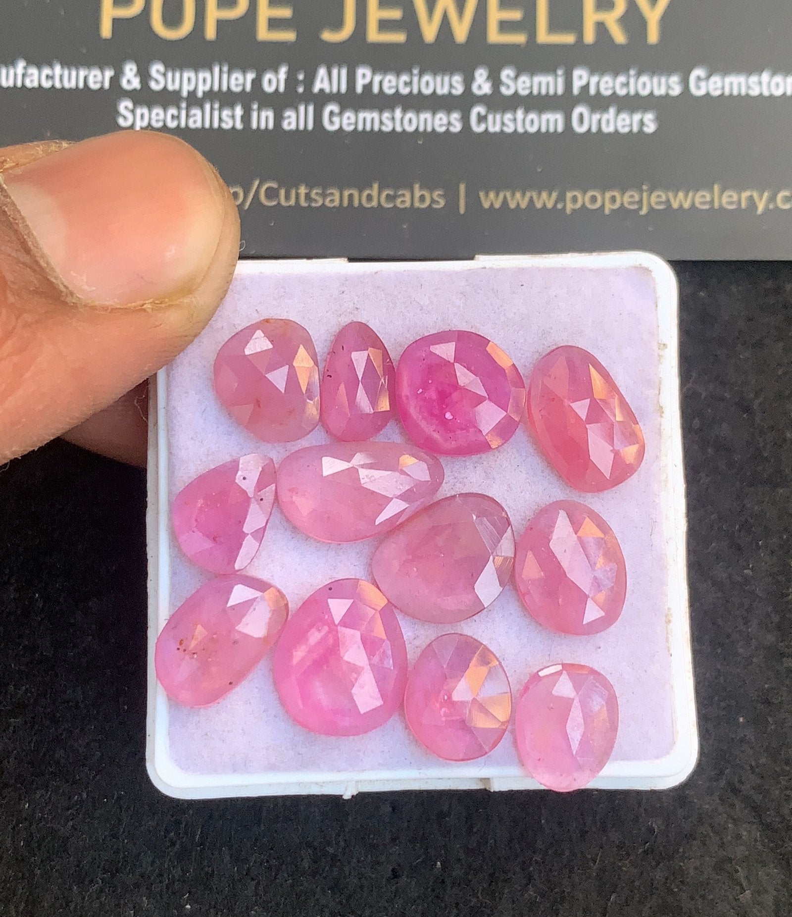 Natural Thailand Pink Sapphire Gemstone Rose Cut Fancy Shape Cabochon High Quality Loose Gemstones For Jewelry Making 9-14 MM Size 12 Pcs V4816