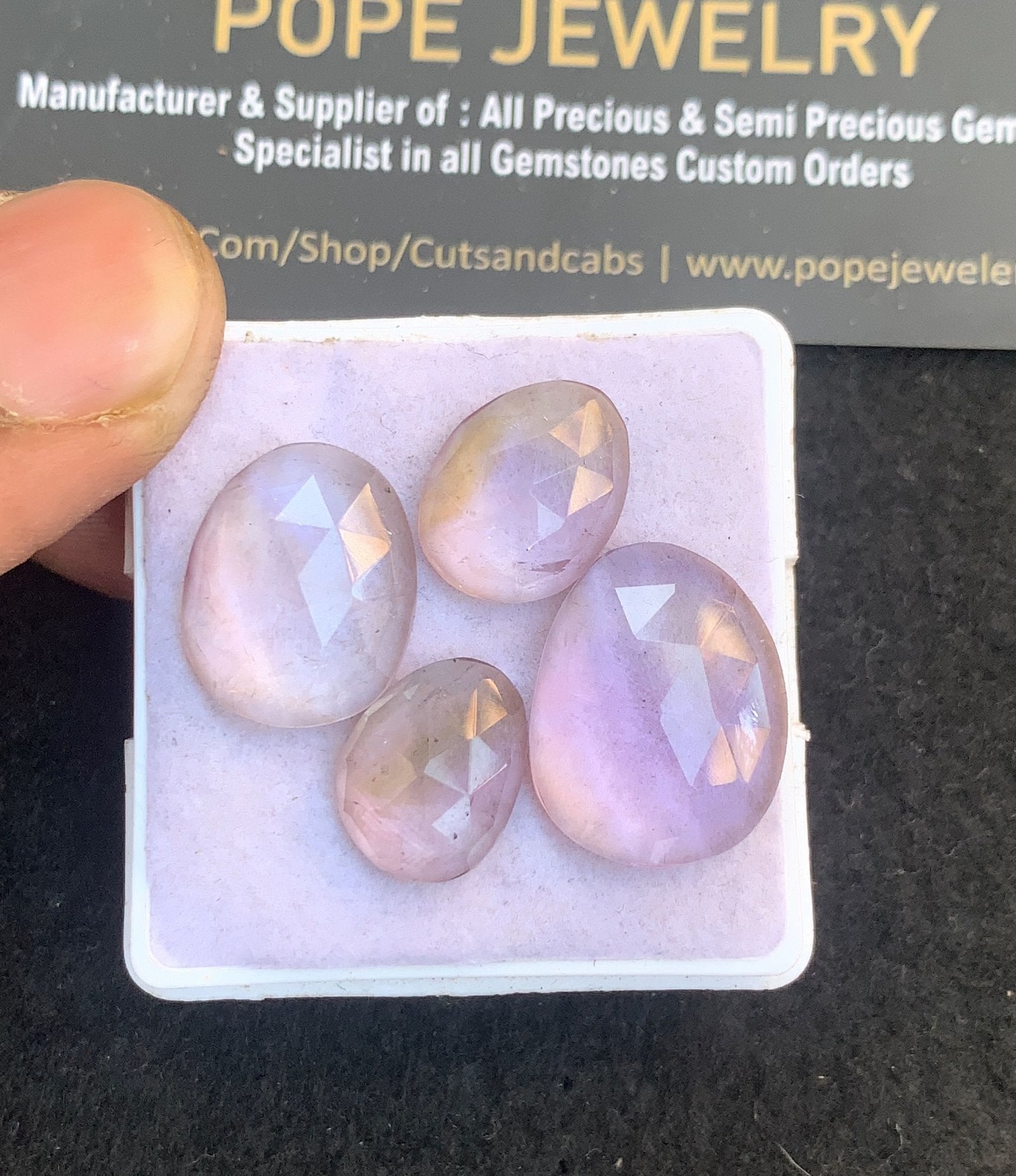 Natural Ametrine Gemstone Rose Cut Fancy Shape Cabochon High Quality Loose Gemstones For Jewelry Making 13-19 MM Size 4 Pcs V4818