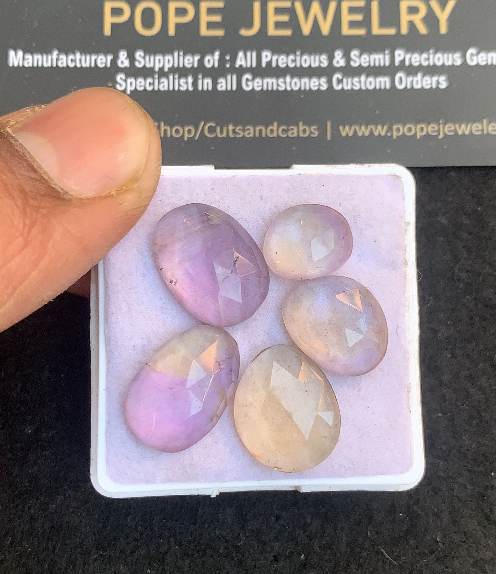 Natural Ametrine Gemstone Rose Cut Fancy Shape Cabochon High Quality Loose Gemstones For Jewelry Making 11-16 MM Size 5 Pcs V4819