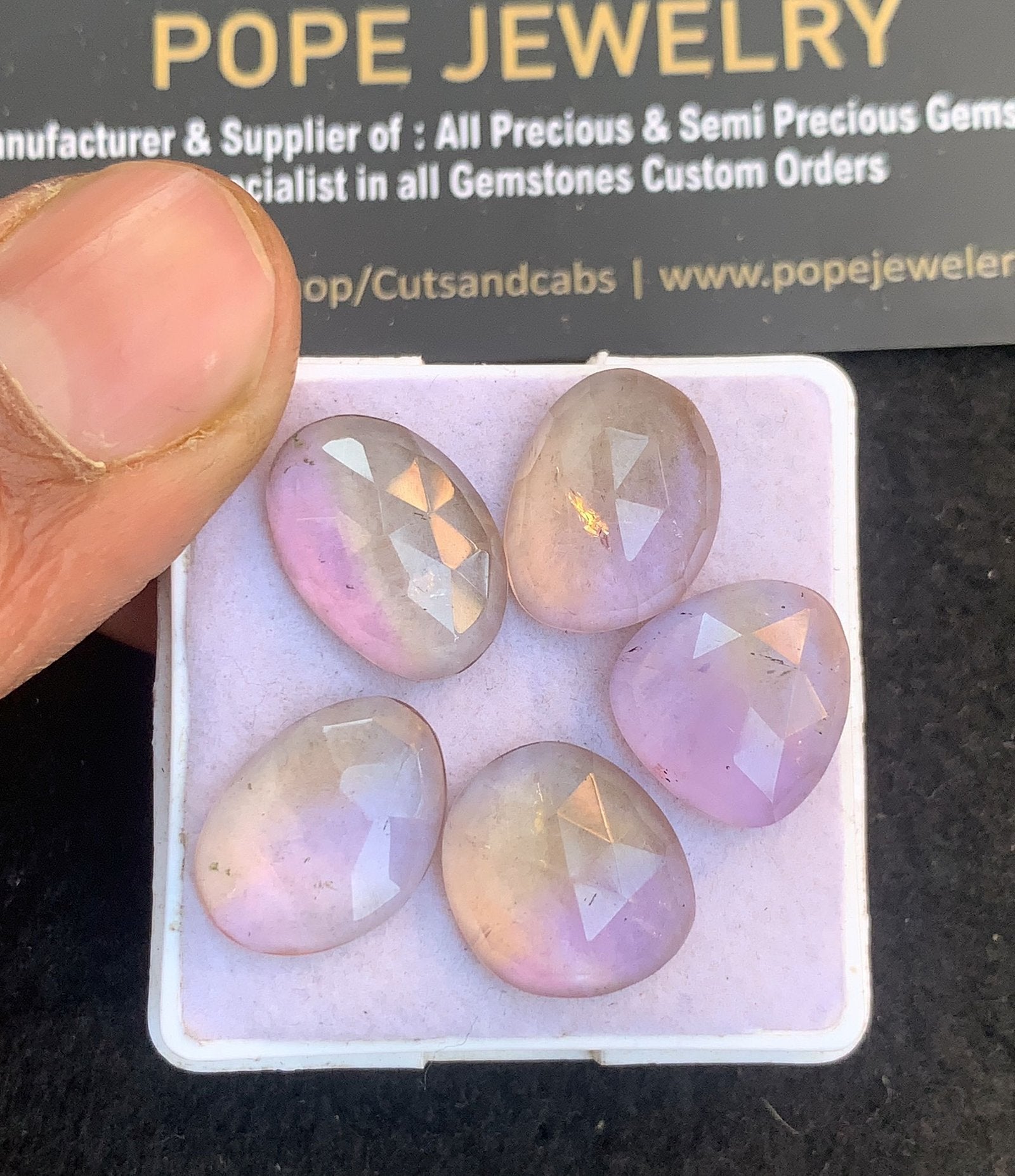 Natural Ametrine Gemstone Rose Cut Fancy Shape Cabochon High Quality Loose Gemstones For Jewelry Making 14-16 MM Size 5 Pcs V4822
