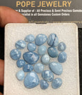 Natural Peruvian Blue Opal Gemstone Rose Cut Fancy Shape Cabochon High Quality Loose Gemstones For Jewelry Making 7-13 MM Size 21 Pcs V4453