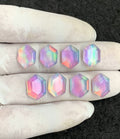 Aurora Opal & Natural Himalayan Rock Crystal Doublet Gemstone Step Cut Hexagon Shape Cabochon High Quality Loose Gemstones For Jewelry Making 13-14 MM Size 8 Pcs V4459