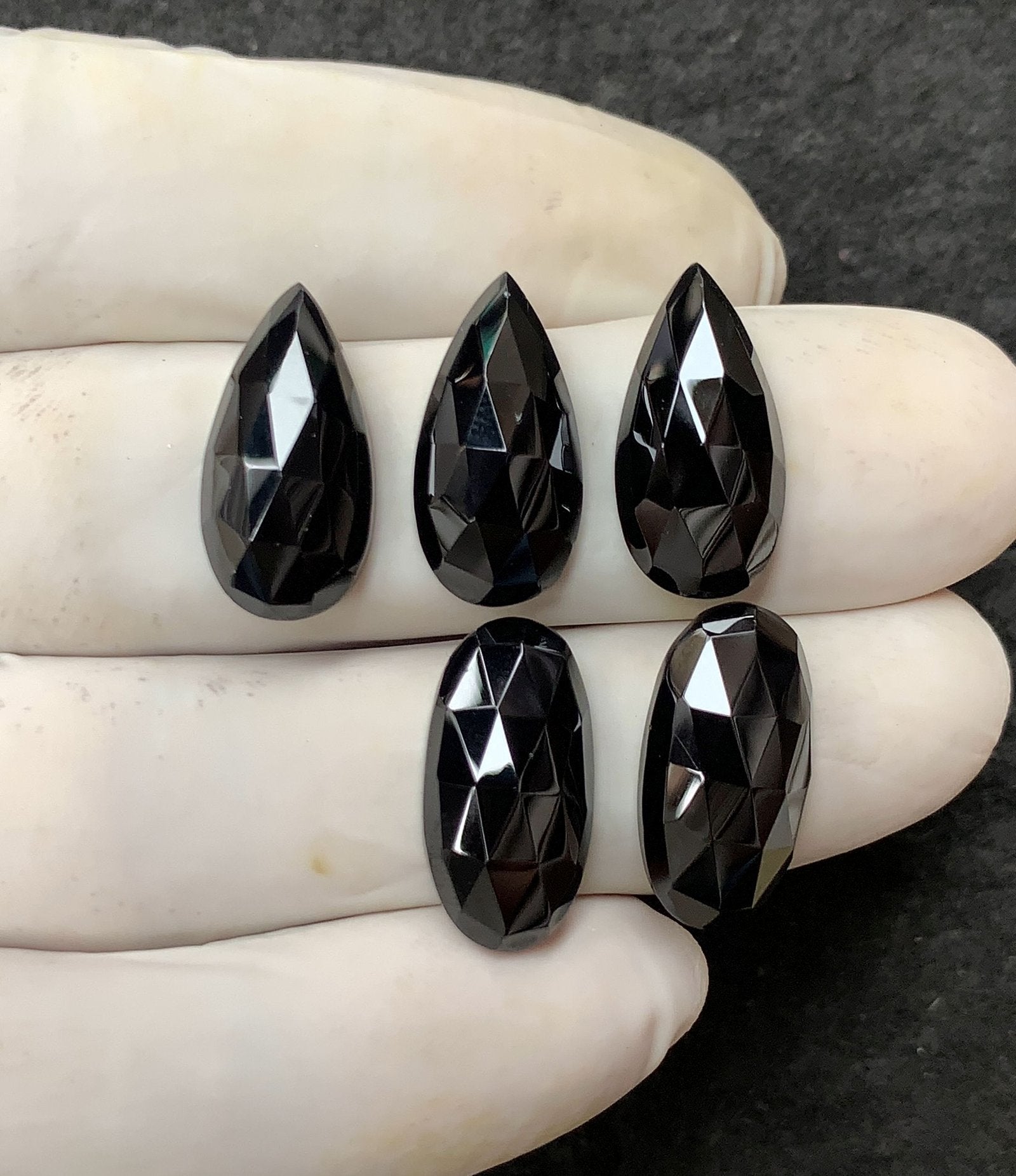 Natural Black Spinel Gemstone Rose Cut Mix Shape Cabochon High Quality Loose Gemstones For Jewelry Making 20x10 MM Size 5 Pcs V4469