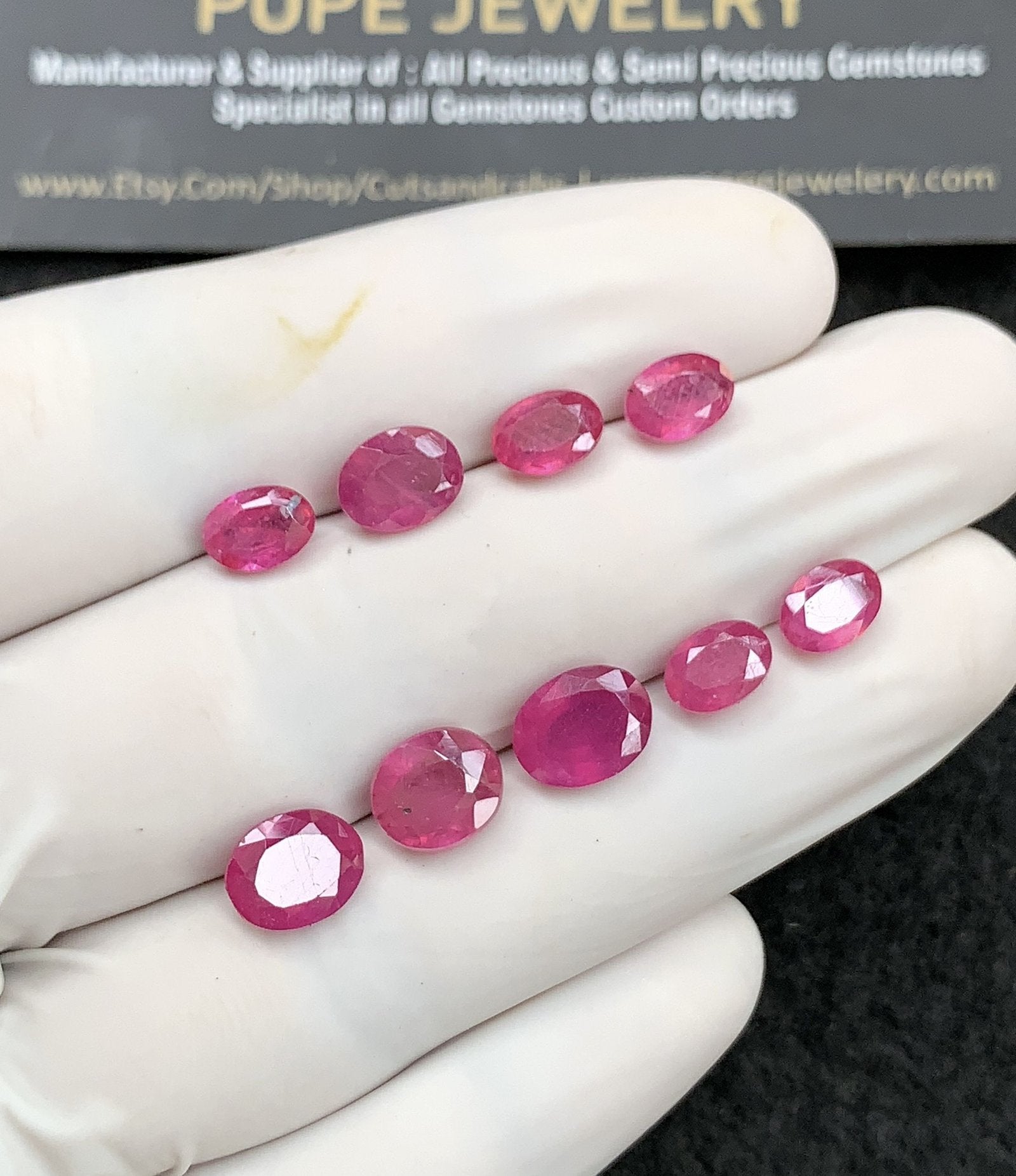 Natural Pink Sapphire Gemstone Faceted Cut Oval Shape High Quality Loose Gemstones For Jewelry Making 7-9 MM Size 9 Pcs SM24684