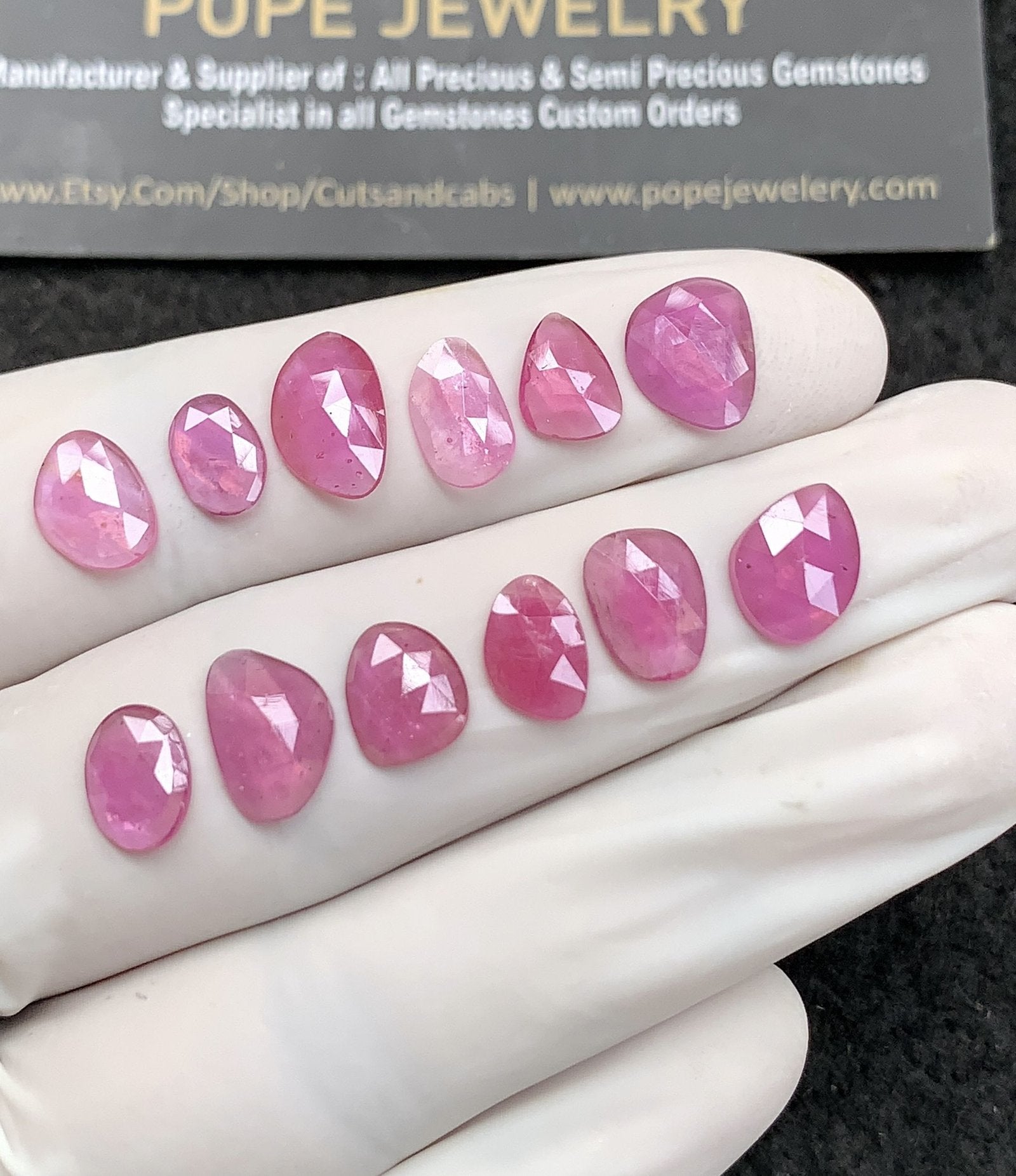 Natural Pink Sapphire Gemstone Rose Cut Fancy Shape Cabochon High Quality Loose Gemstones For Jewelry Making 8-11 MM Size 12 Pcs SM24689