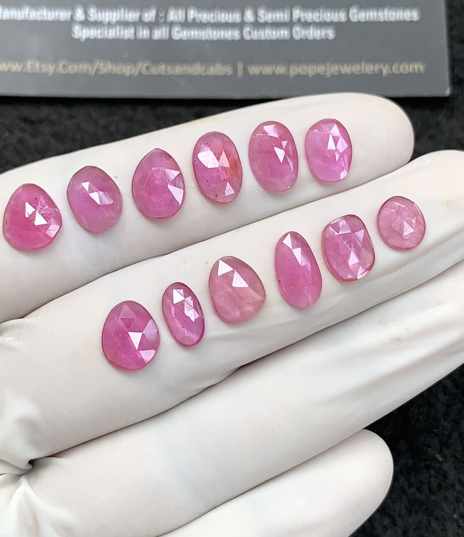 Natural Pink Sapphire Gemstone Rose Cut Fancy Shape Cabochon High Quality Loose Gemstones For Jewelry Making 7-10 MM Size 12 Pcs SM24691
