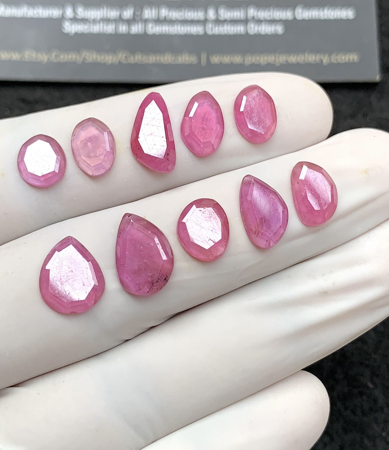 Natural Pink Sapphire Gemstone Step Cut Fancy Shape Cabochon High Quality Loose Gemstones For Jewelry Making 8-12 MM Size 10 Pcs SM24692