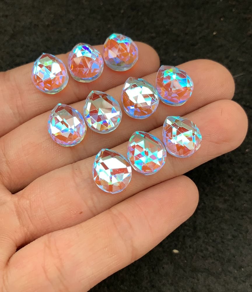 Rainbow Quartz Gemstone Mystic Rainbow Quartz Rose Cut Pear Shape Gemstone 12x10 MM 10 Pieces Cabochon High Quality Wholesale gems SM24031