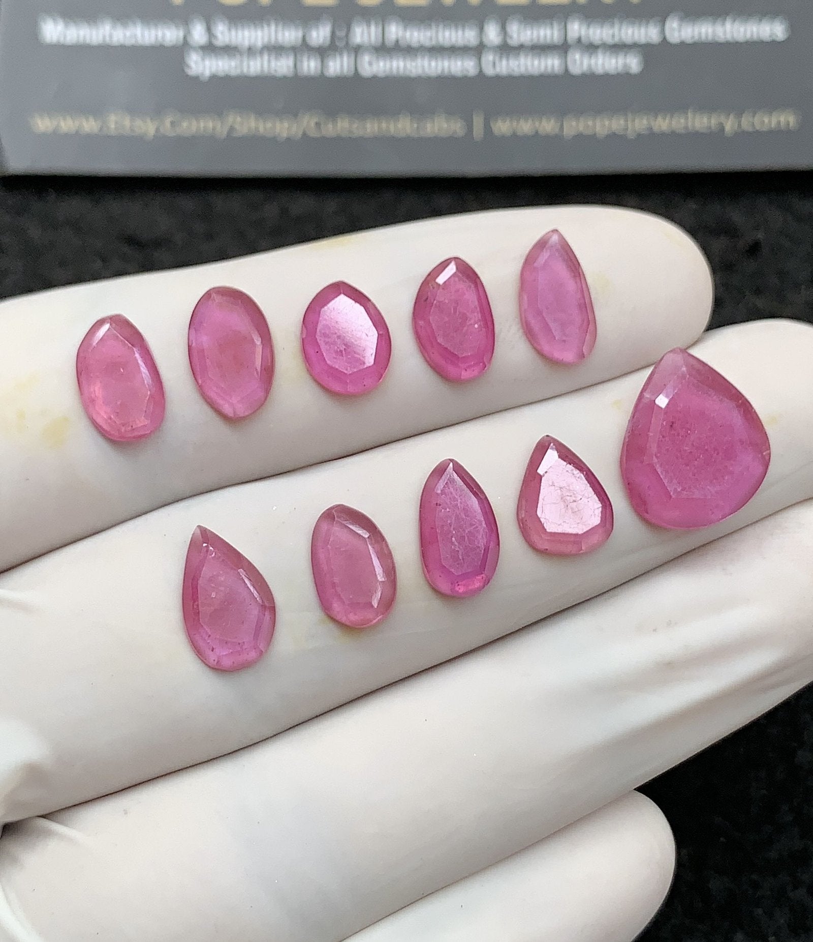 Natural Pink Sapphire Gemstone Step Cut Fancy Shape Cabochon High Quality Loose Gemstones For Jewelry Making 9-13 MM Size 10 Pcs SM24694