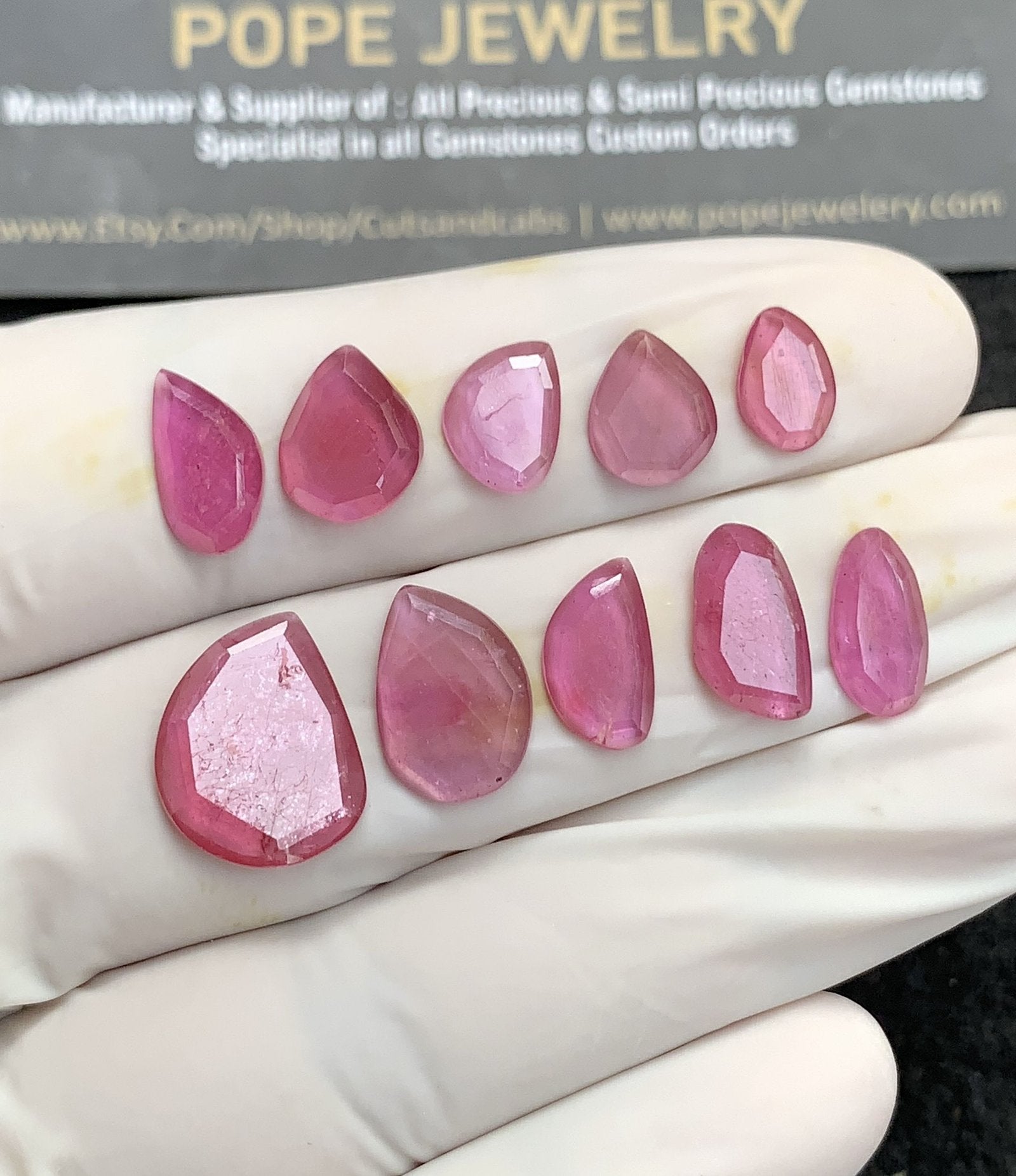 Natural Pink Sapphire Gemstone Step Cut Fancy Shape Cabochon High Quality Loose Gemstones For Jewelry Making 9-14 MM Size 10 Pcs SM24697