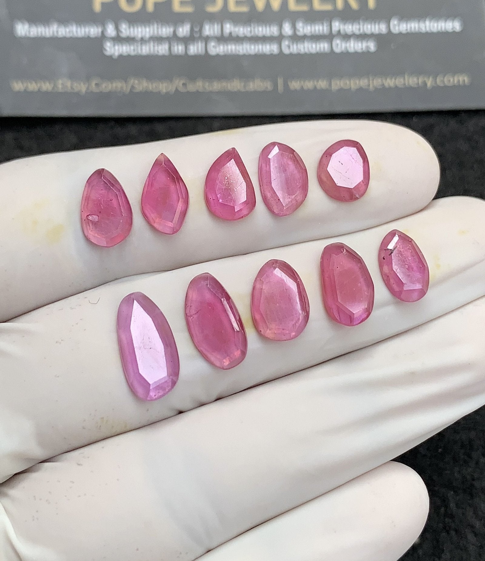 Natural Pink Sapphire Gemstone Step Cut Fancy Shape Cabochon High Quality Loose Gemstones For Jewelry Making 8-13 MM Size 10 Pcs SM24698
