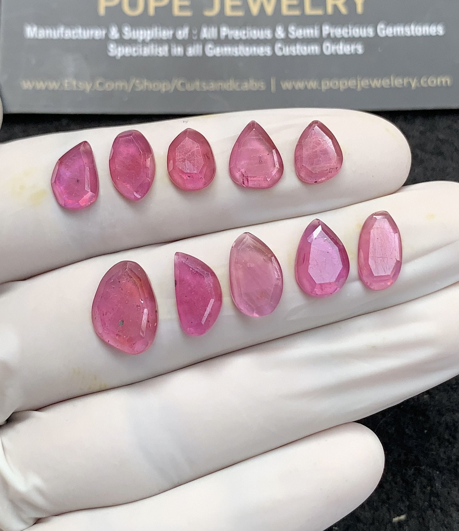 Natural Pink Sapphire Gemstone Step Cut Fancy Shape Cabochon High Quality Loose Gemstones For Jewelry Making 8-13 MM Size 10 Pcs SM24699