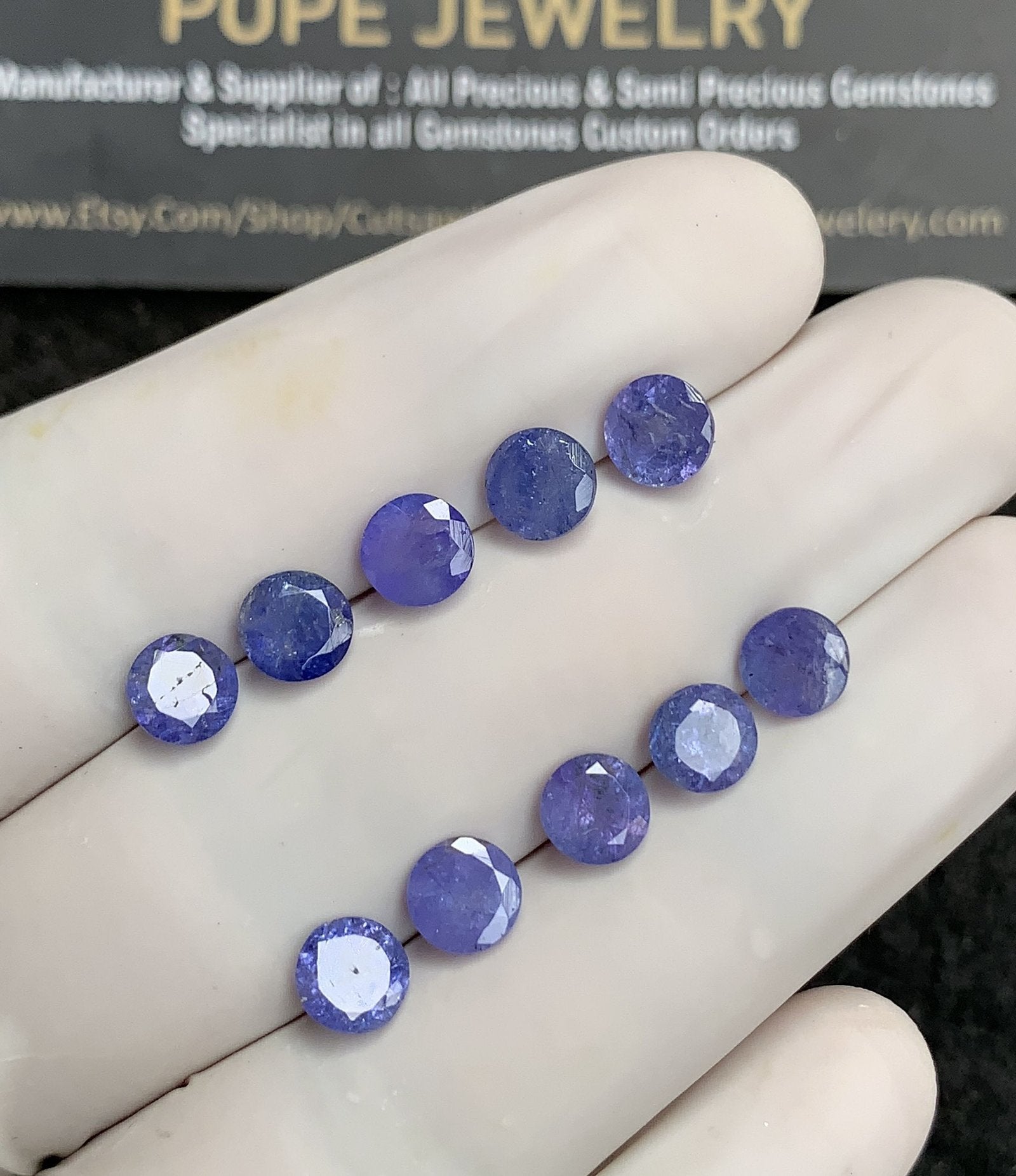 Natural Tanzanite Gemstone Faceted Cut Round Shape High Quality Loose Gemstones For Jewelry Making 6 MM 10 Pcs SM24709