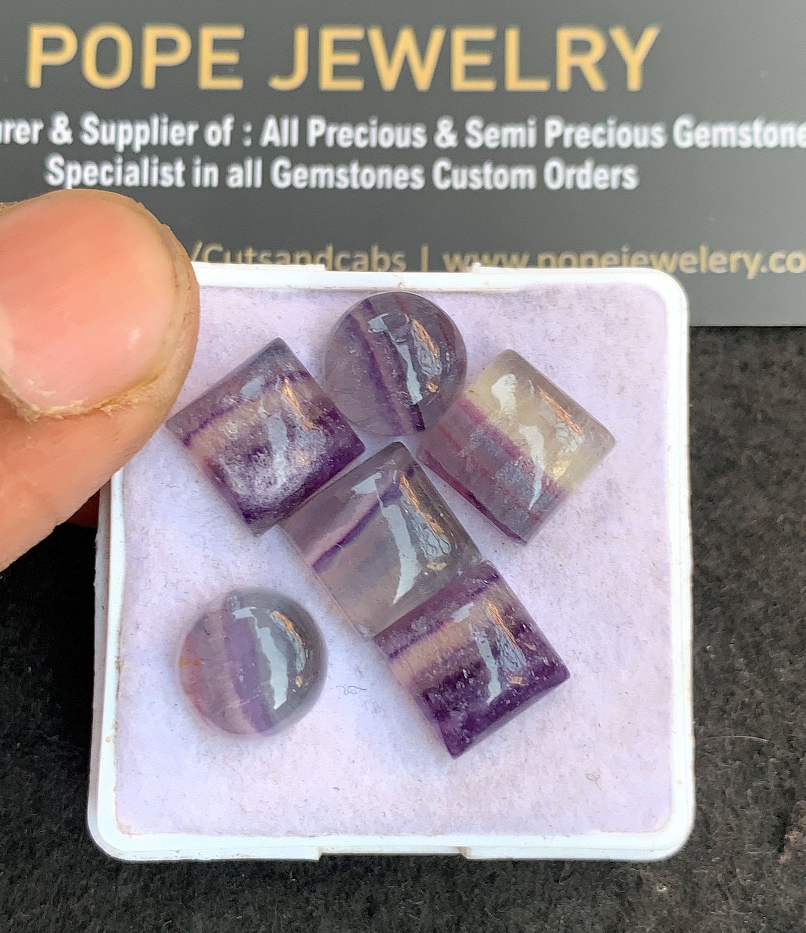 Natural Fluorite Gemstone Smooth Mix Shape Cabochon High Quality Loose Gemstones For Jewelry Making 9-10 MM Size 6 Pcs V4824
