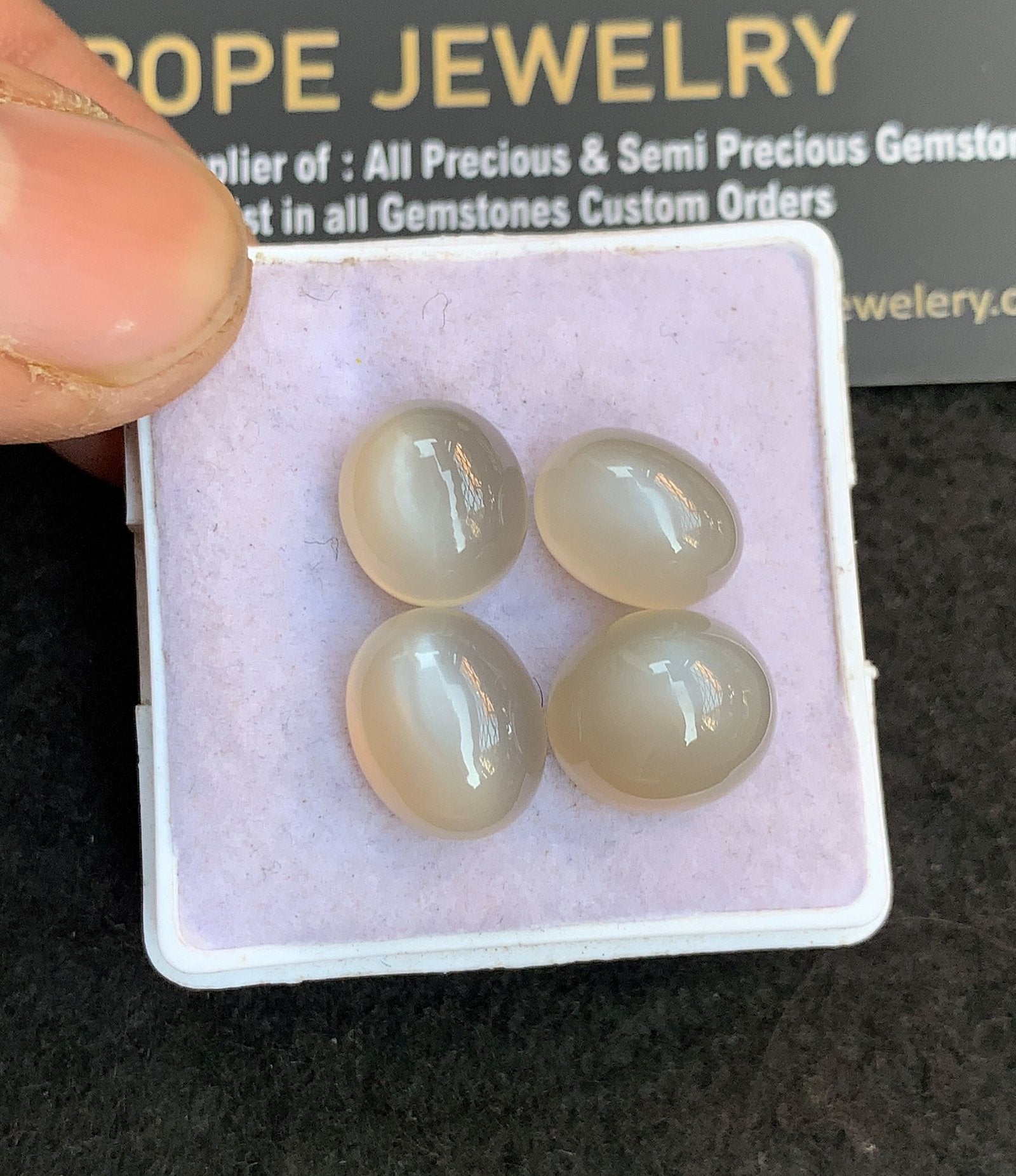 Natural Gray Moonstone Gemstone Smooth Oval Shape Cabochon High Quality Loose Gemstones For Jewelry Making 11-13 MM Size 4 Pcs V4832