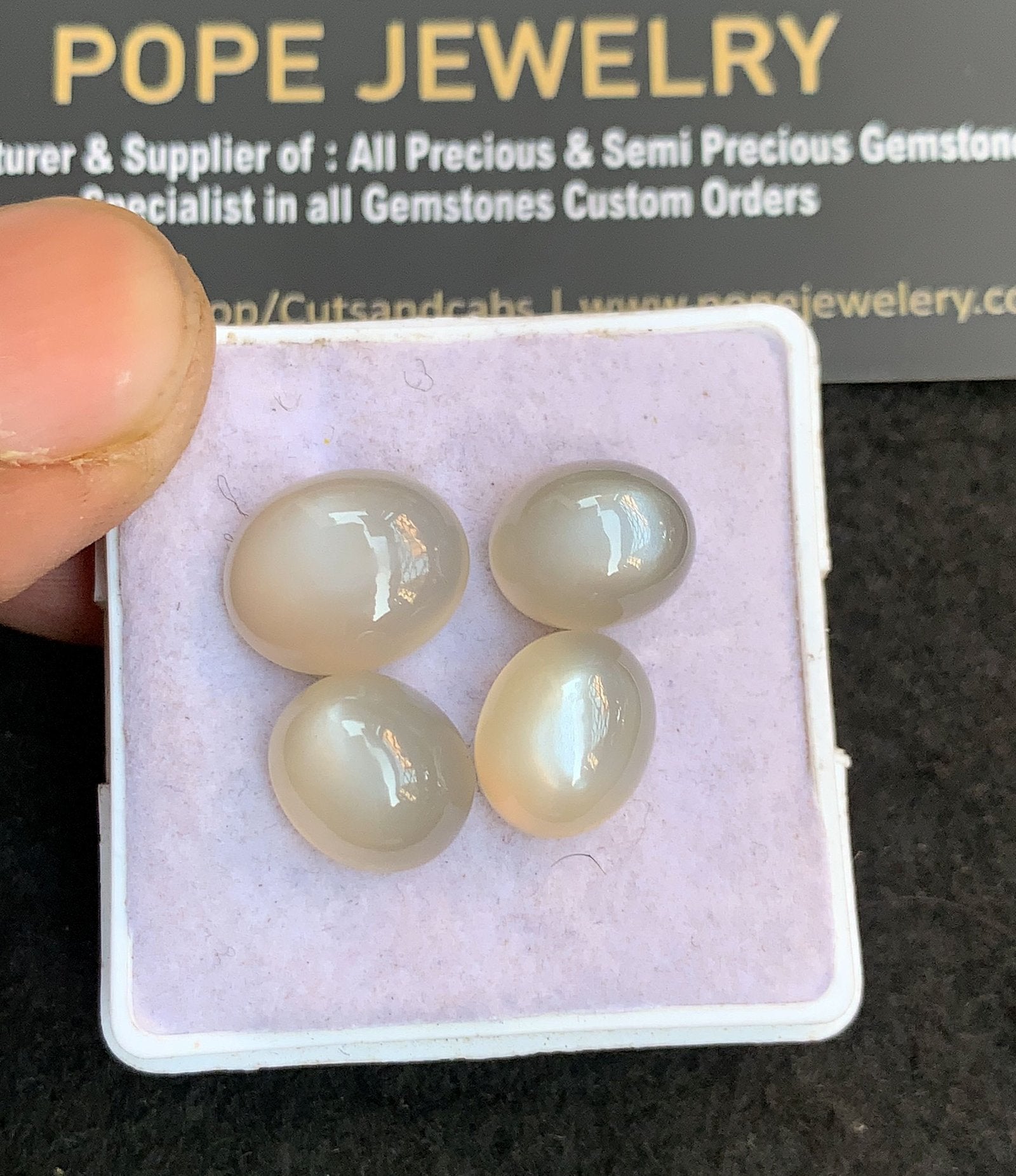 Natural Gray Moonstone Gemstone Smooth Oval Shape Cabochon High Quality Loose Gemstones For Jewelry Making 11-13 MM Size 4 Pcs V4834