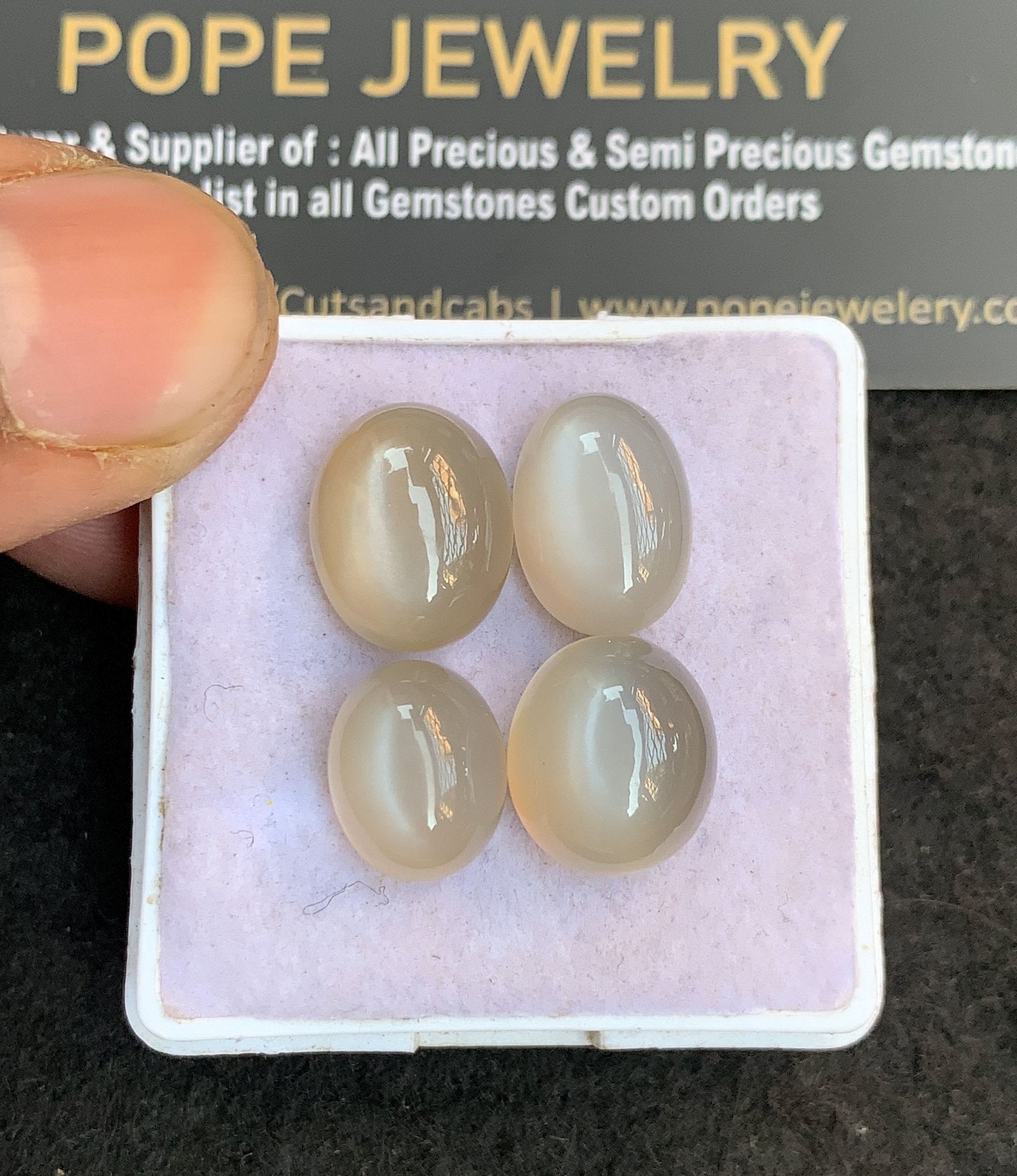 Natural Gray Moonstone Gemstone Smooth Oval Shape Cabochon High Quality Loose Gemstones For Jewelry Making 12-13 MM Size 4 Pcs V4835