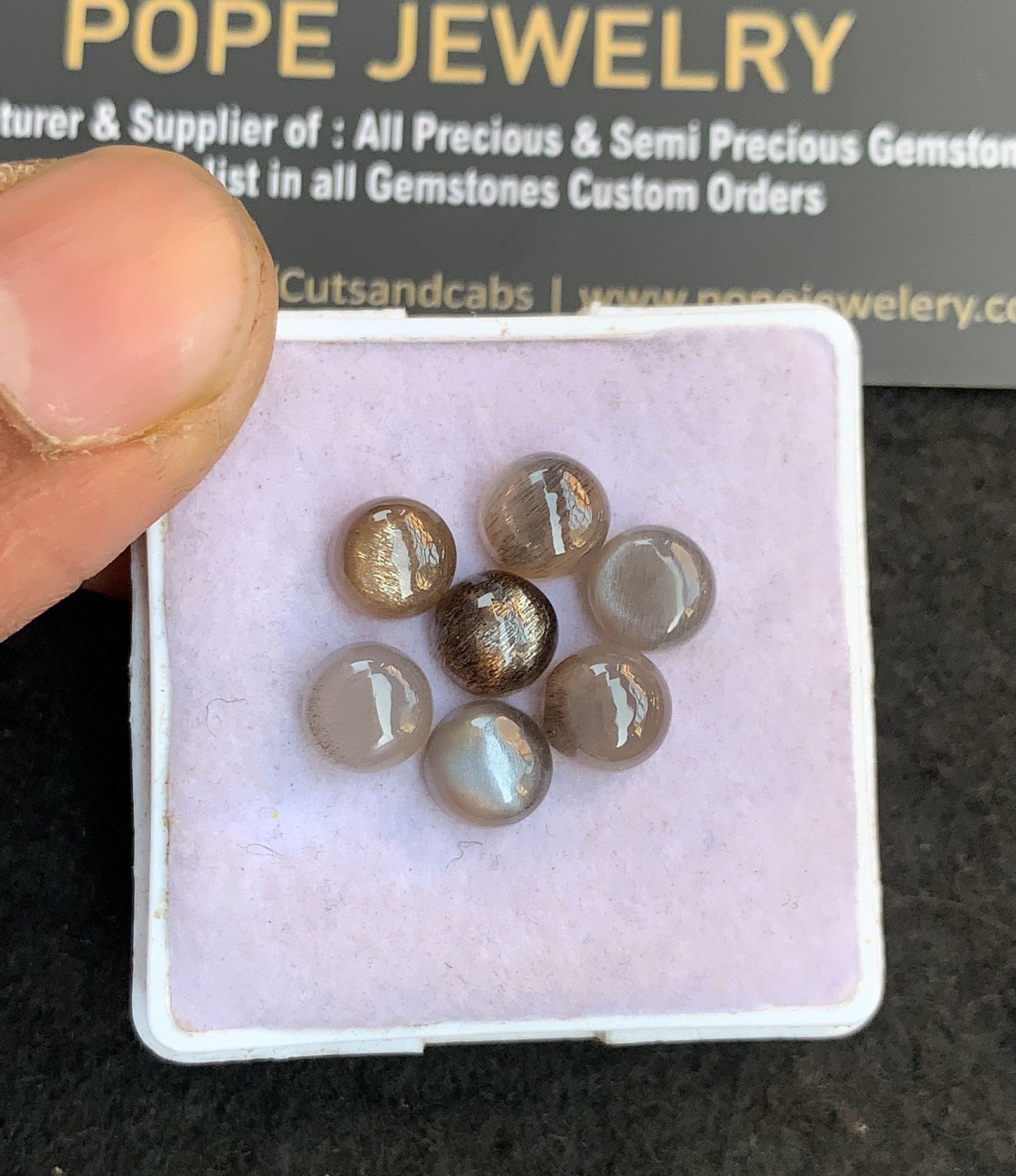 Natural Gray Moonstone Gemstone Smooth Round Shape Cabochon High Quality Loose Gemstones For Jewelry Making 7 MM Size 7 Pcs V4836