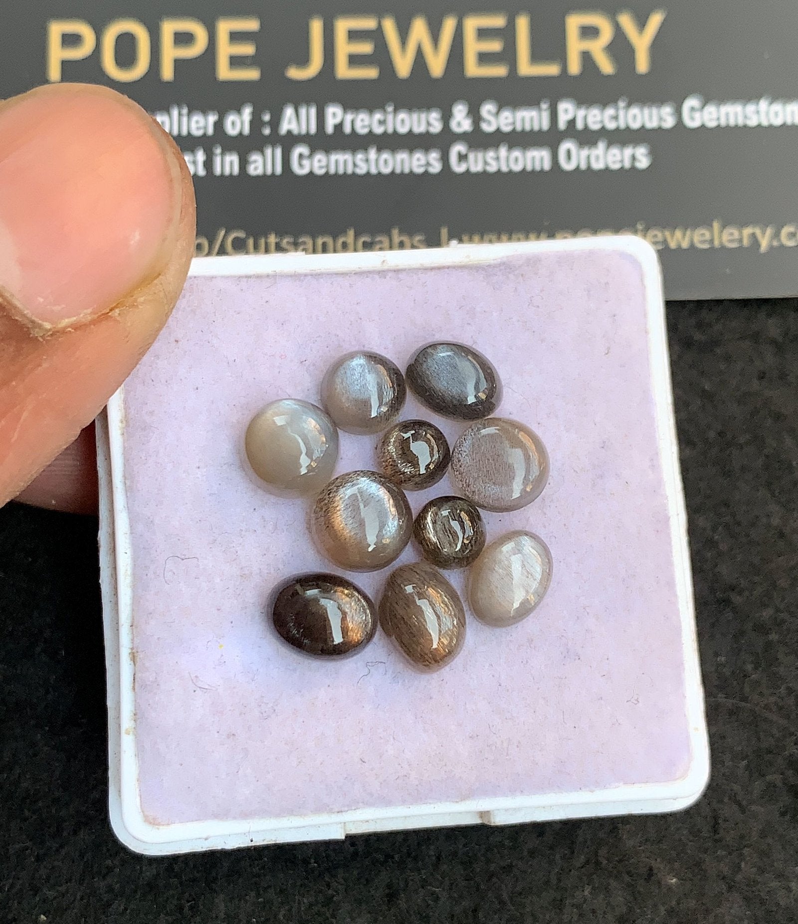 Natural Gray Moonstone Gemstone Smooth Mix Shape Cabochon High Quality Loose Gemstones For Jewelry Making 5-8 MM Size 10 Pcs V4838