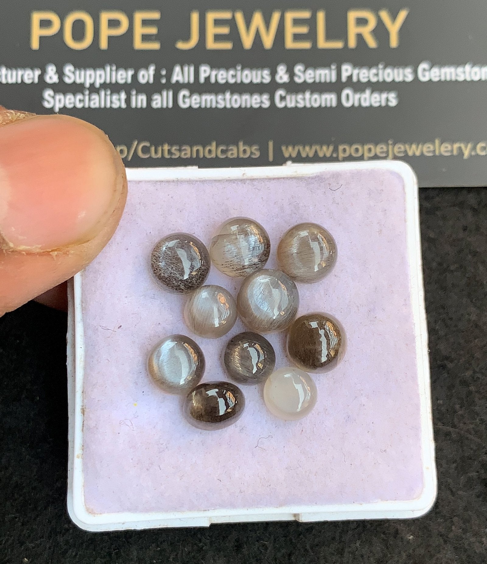 Natural Gray Moonstone Gemstone Smooth Mix Shape Cabochon High Quality Loose Gemstones For Jewelry Making 6-7 MM Size 10 Pcs V4839