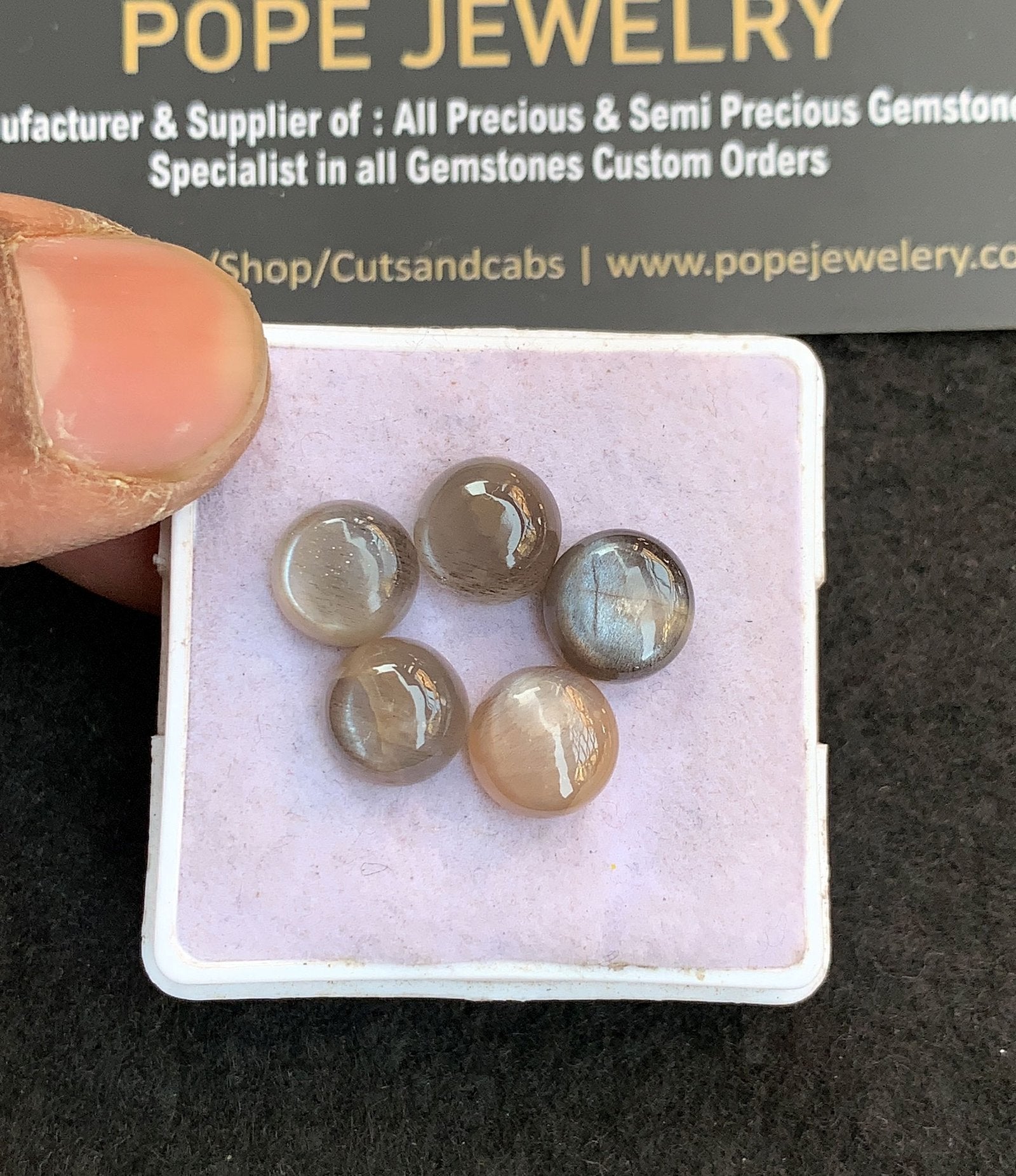 Natural Gray Moonstone Gemstone Smooth Round Shape Cabochon High Quality Loose Gemstones For Jewelry Making 9 MM Size 5 Pcs V4840