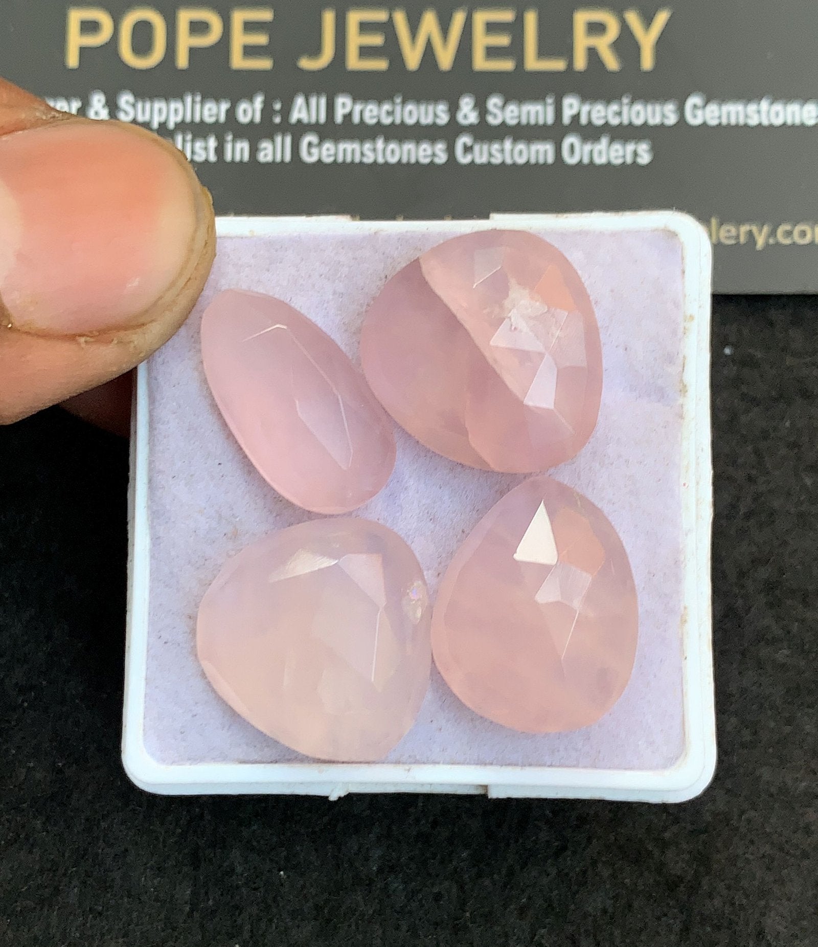 Natural Rose Quartz Gemstone Rose Cut Fancy Shape Cabochon High Quality Loose Gemstones For Jewelry Making 17-18 MM Size 4 Pcs V4851