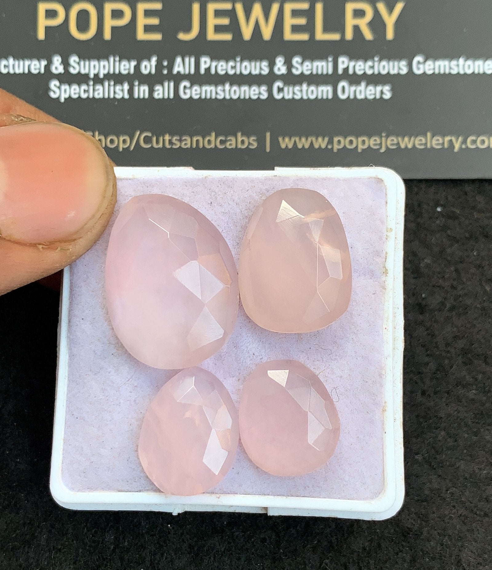 Natural Rose Quartz Gemstone Rose Cut Fancy Shape Cabochon High Quality Loose Gemstones For Jewelry Making 13-20 MM Size 4 Pcs V4852