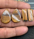 Natural Tiger Eye Gemstone Smooth Mix Shape Cabochon Shape High Quality Loose Gemstones For Jewelry Making 23-24 MM Size 2 Pair Pcs V4863