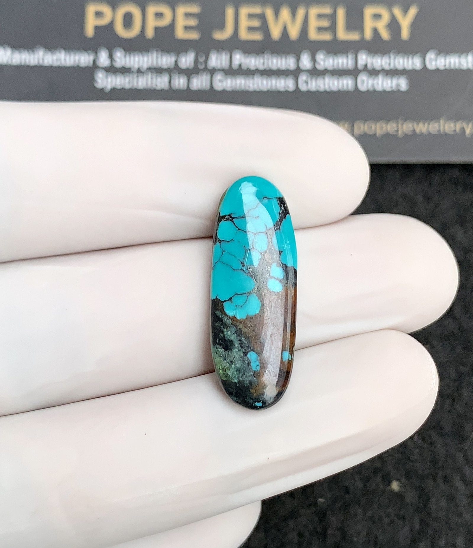 Natural Tibetan Turquoise Gemstone Smooth Oval Shape Cabochon High Quality Loose Gemstones For Jewelry Making 26x10x4 MM Size 1 Pc V2830