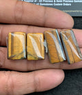 Natural Tiger Eye Gemstone Smooth Rectangle Shape Cabochon Shape High Quality Loose Gemstones For Jewelry Making 21-26 MM Size 2 Pair Pcs V4867