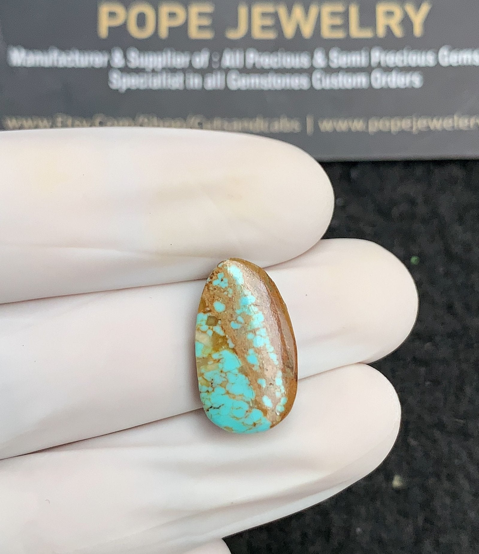 Natural Tibetan Turquoise Gemstone Smooth Fancy Shape Cabochon High Quality Loose Gemstones For Jewelry Making 18x10x4 MM Size 1 Pc V2851