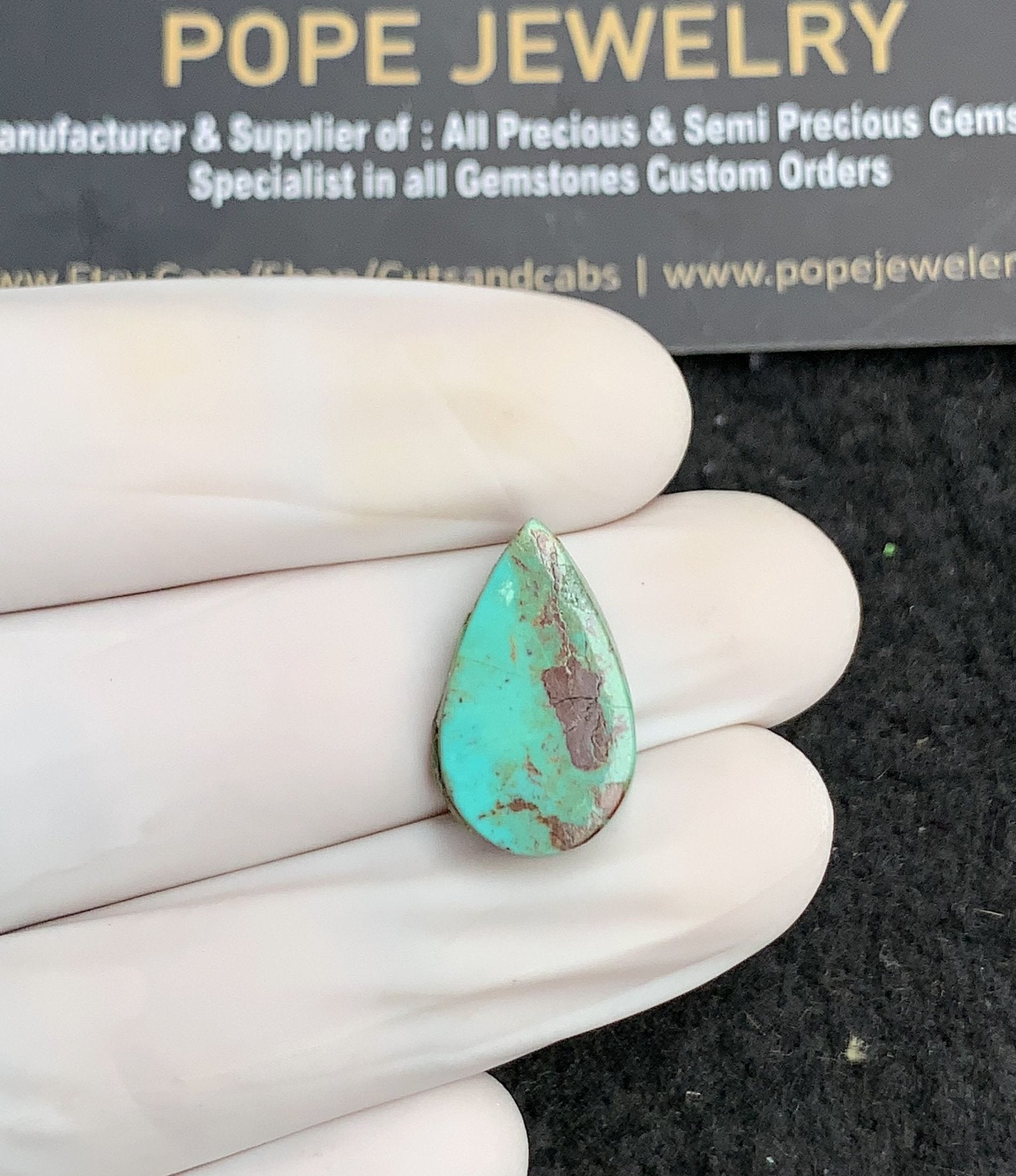Natural Tibetan Turquoise Gemstone Smooth Pear Shape Cabochon High Quality Loose Gemstones For Jewelry Making 19x11x4 MM Size 1 Pc V2852