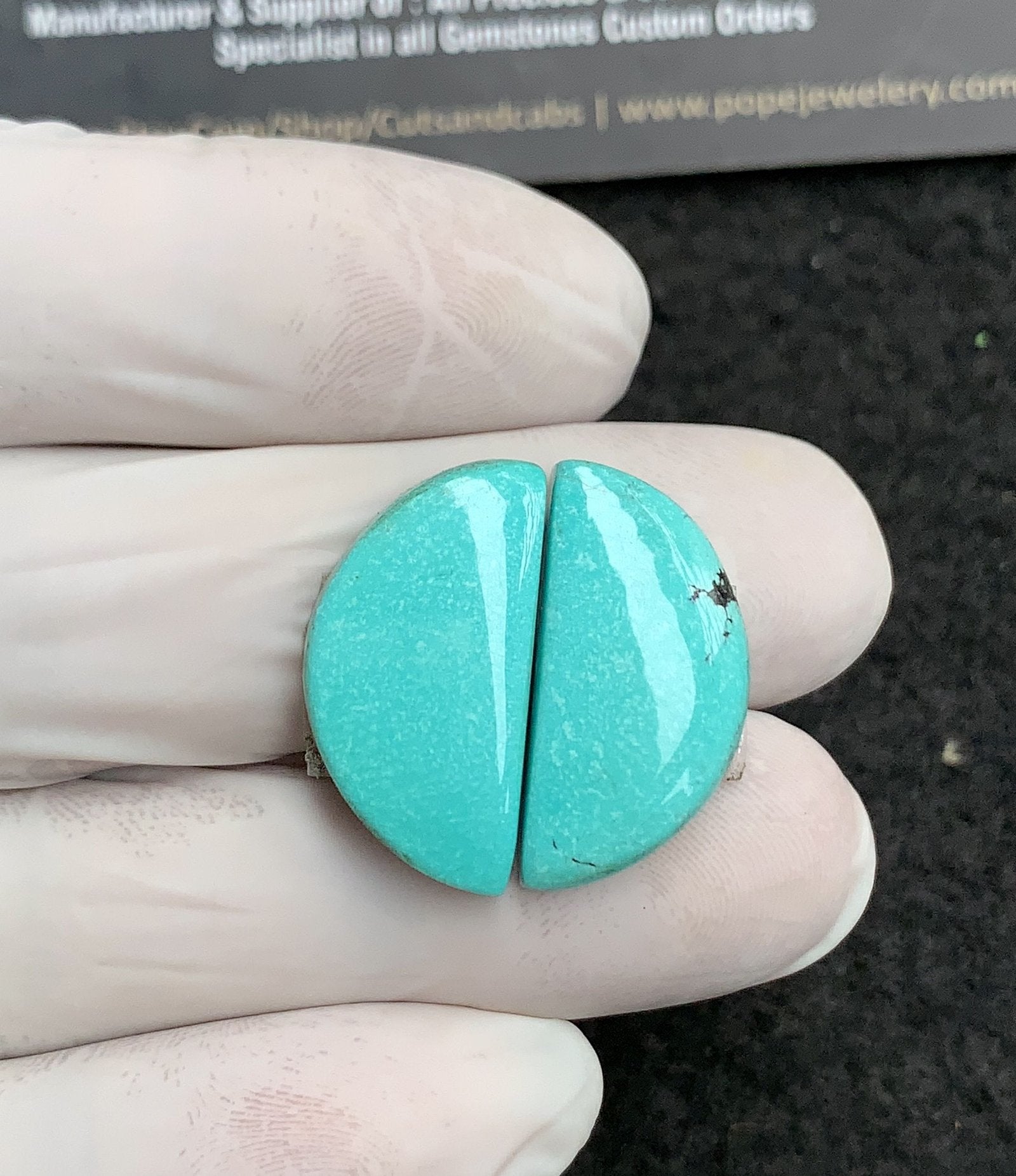 Natural Tibetan Turquoise Gemstone Smooth Fancy Shape Cabochon High Quality Loose Gemstones For Jewelry Making 25x13 MM Size 1 Pair V2854