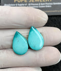 Natural Tibetan Turquoise Gemstone Smooth Pear Shape Cabochon High Quality Loose Gemstones For Jewelry Making 21x14 MM Size 1 Pair V2856