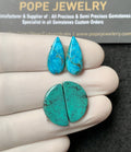 Natural Tibetan Turquoise Gemstone Smooth Mix Shape Cabochon High Quality Loose Gemstones For Jewelry Making 18-19 MM Size 2 Pair V2860