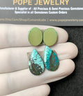 Natural Tibetan Turquoise Gemstone Smooth Mix Shape Cabochon High Quality Loose Gemstones For Jewelry Making 14-20 MM Size 2 Pair V2861