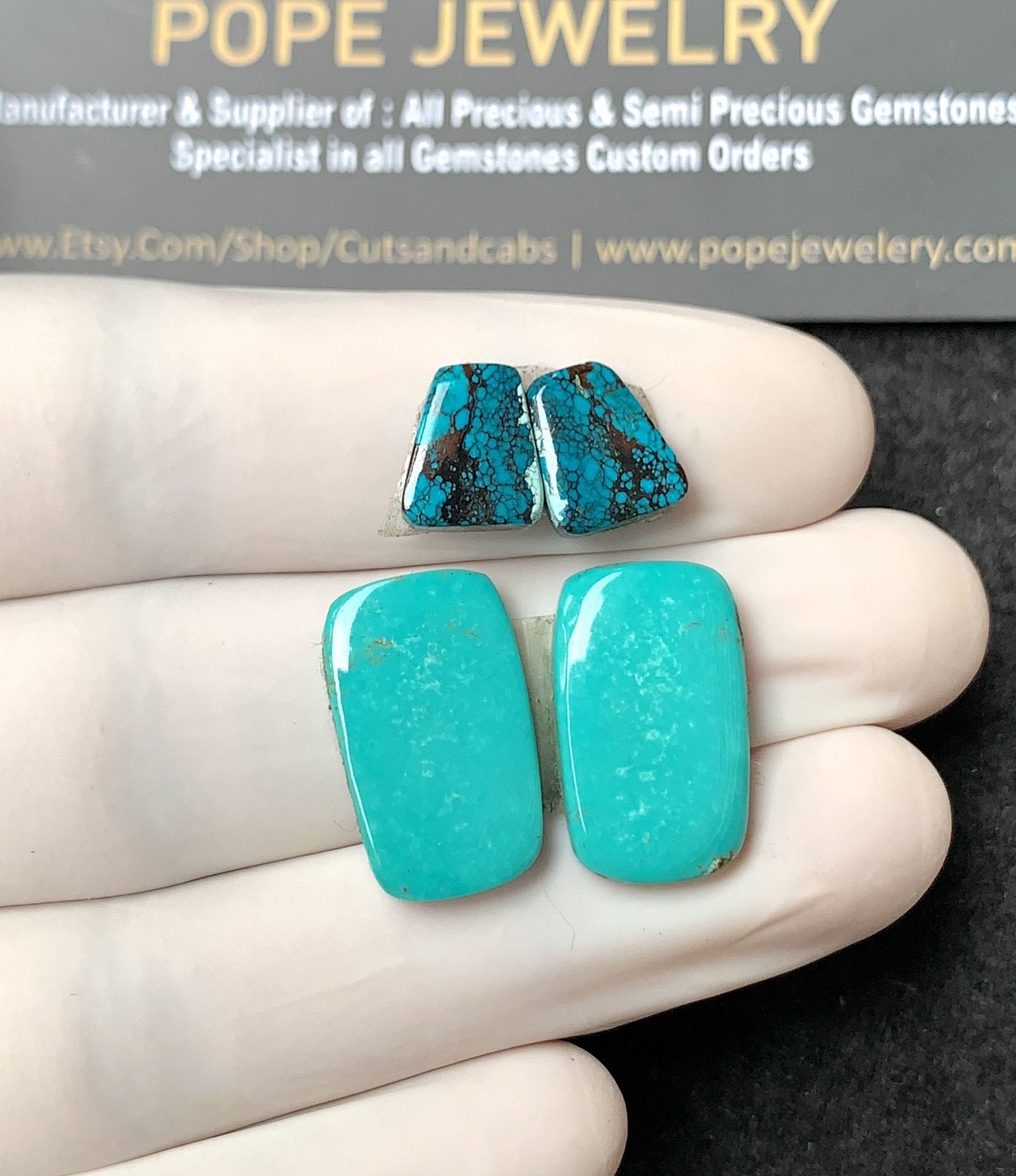 Natural Tibetan Turquoise Gemstone Smooth Mix Shape Cabochon High Quality Loose Gemstones For Jewelry Making 10-19 MM Size 2 Pair V2862