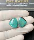 Natural Tibetan Turquoise Gemstone Smooth Heart Shape Cabochon High Quality Loose Gemstones For Jewelry Making 17x16 MM Size 1 Pair V2866