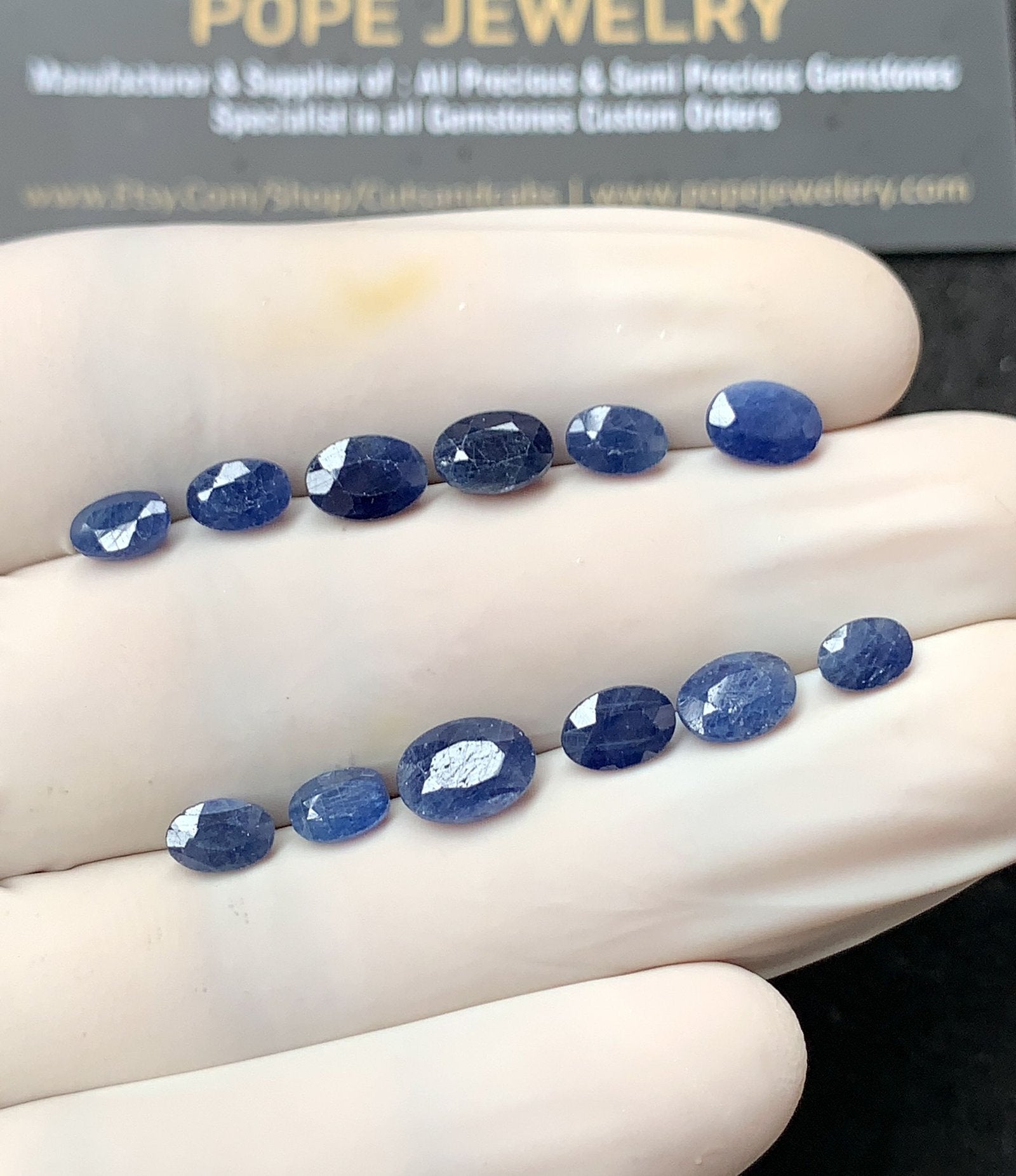Natural Blue Sapphire Gemstone Faceted Oval Shape High Quality Loose Gemstones For Jewelry Making 5-8 MM Size 12 Pc V2874