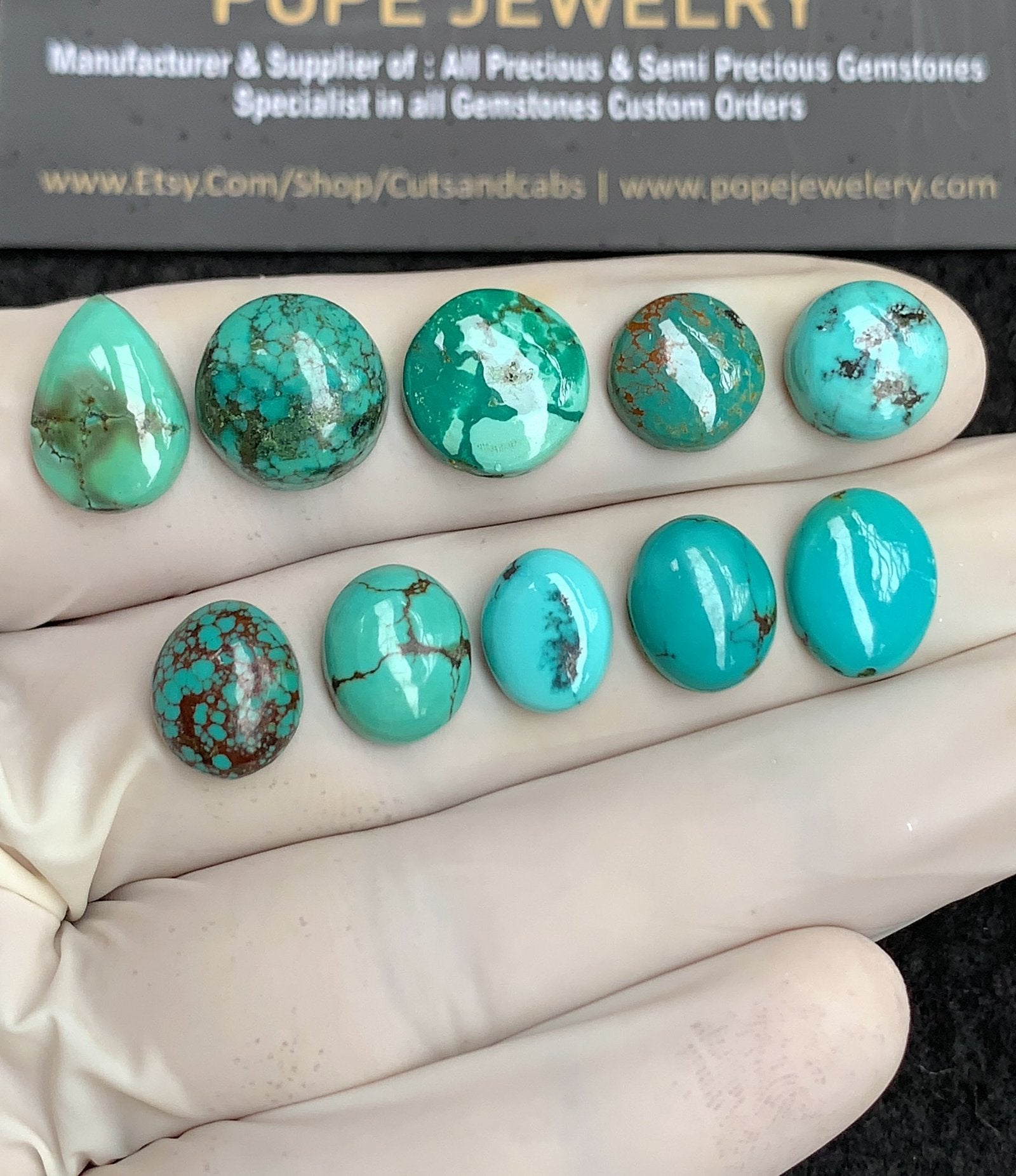 Natural Tibetan Turquoise Gemstone Smooth Mix Shape Cabochon High Quality Loose Gemstones For Jewelry Making 10-14 MM Size 10 Pcs V2876