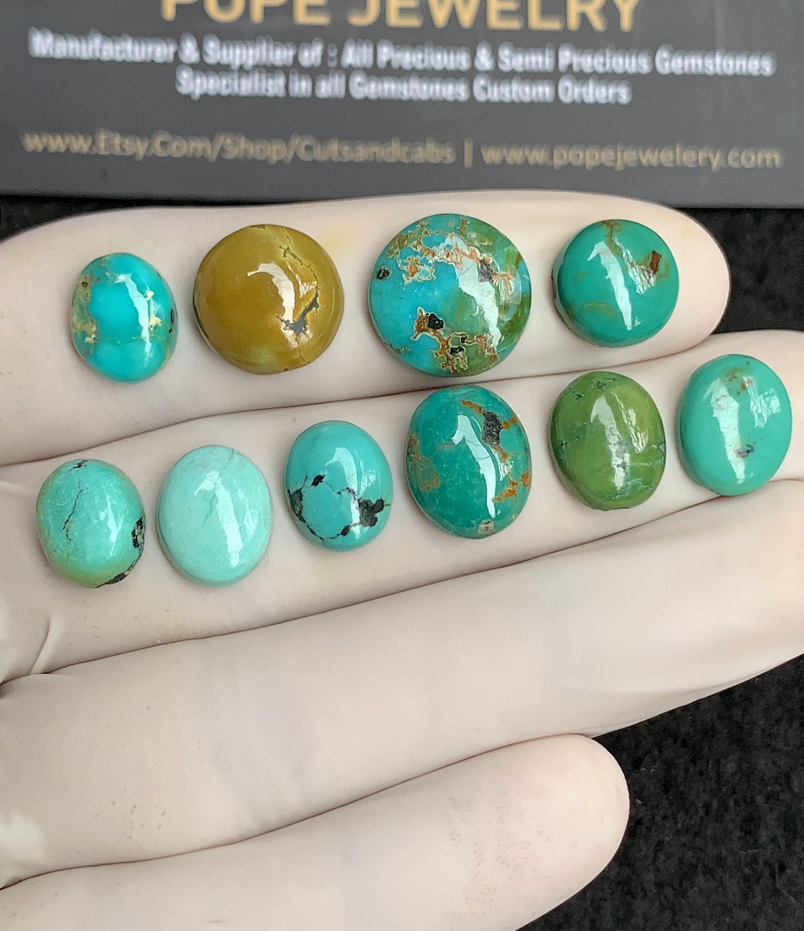 Natural Tibetan Turquoise Gemstone Smooth Mix Shape Cabochon High Quality Loose Gemstones For Jewelry Making 10-13 MM Size 10 Pcs V2877